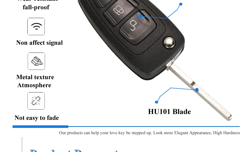 Keyforkess Flip pieghevole chiave a distanza Shell Car Key Cover 3 pulsanti per Ford Focus Mondeo Fiesta 2013 Fob custodia Auto con lama HU101 - Hd47755883d3240da8f06233d3b3d955bP