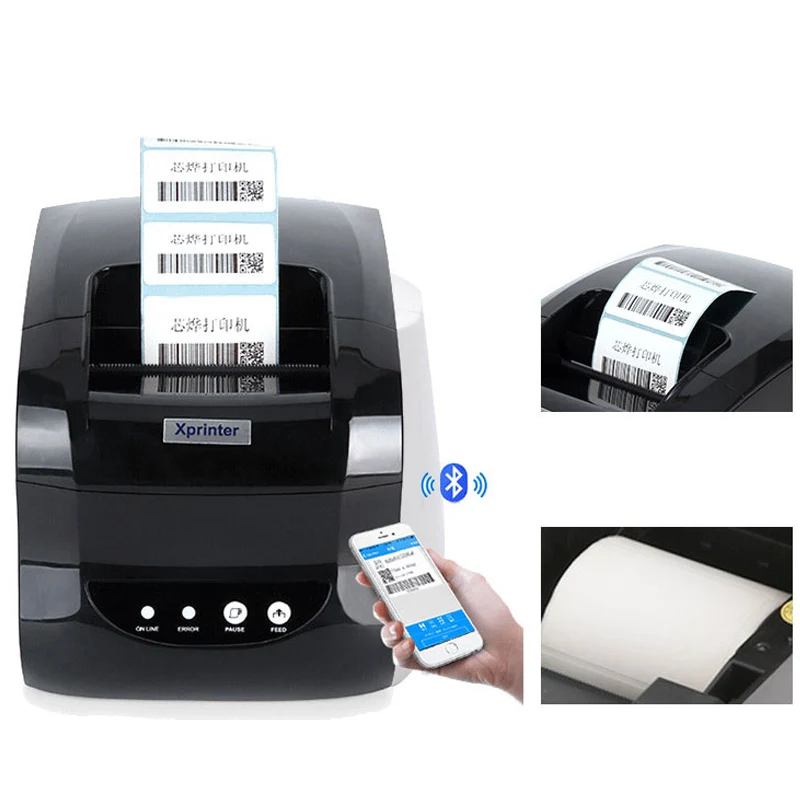Impressora Térmica de Etiquetas Xprinter365 Impressora de Código de Barras com Bluetooth e Suporte Térmico de 80 mm para Recibos e Papel Adesivo Impressoras - Imagem 2