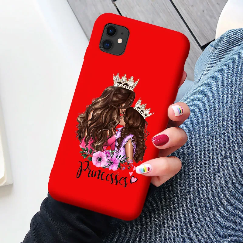 Детская мышь мама супер девочка чехол для телефона iphone 11 Pro Max X XS XR красный семья 7
