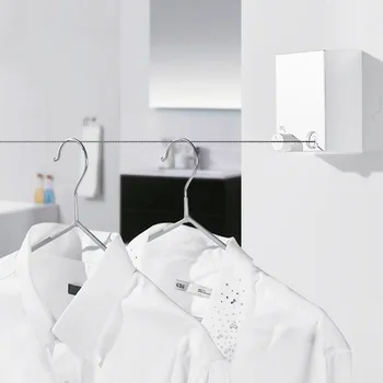

Stainless String Invisible Clothesline Retractable Clothes Dryer Hanger Wall Hanging Stretch Washing Line Laundry Organization