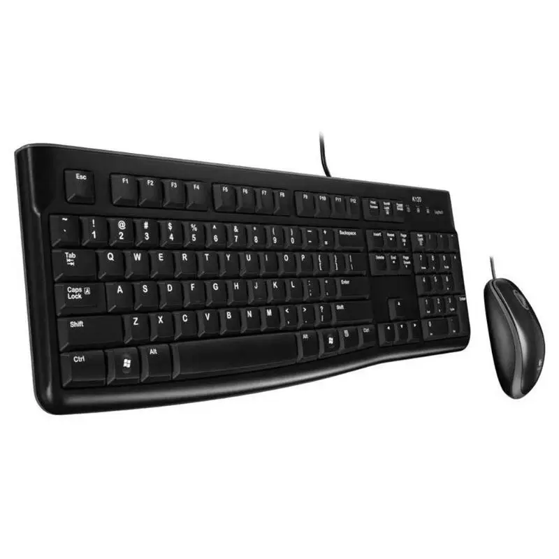 Logitech MK120 USB Проводная 104 клавиш эргономичная клавиатура 1000 dpi оптическая мышь комплект пленочная клавиатура срок службы 10 миллионов раз