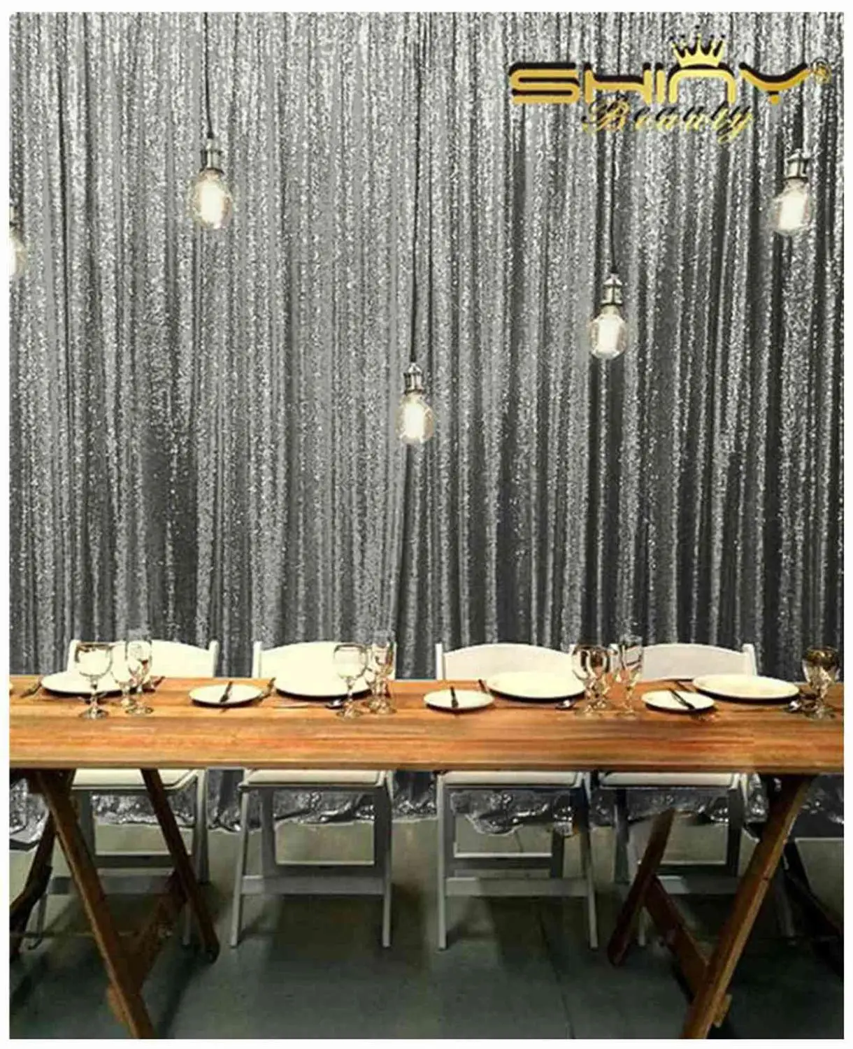 

Shinybauty 2FTX3FT Gunmetal Sequin Backdrop 2 Panels Glitter Curtains Wall Decoration For Birthday Party-M190817