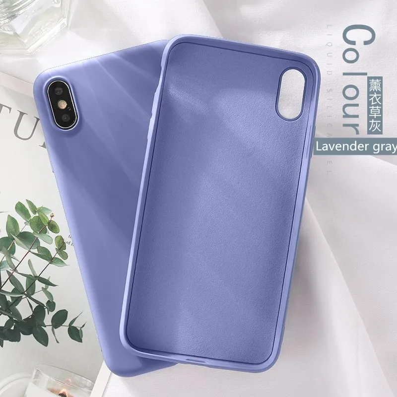 Жидкий силиконовый резиновый ТПУ чехол для iPhone 6S 7 8plus XR XsMax 11Pro Max ультратонкий противоударный защитный чехол - Цвет: Lavender gray