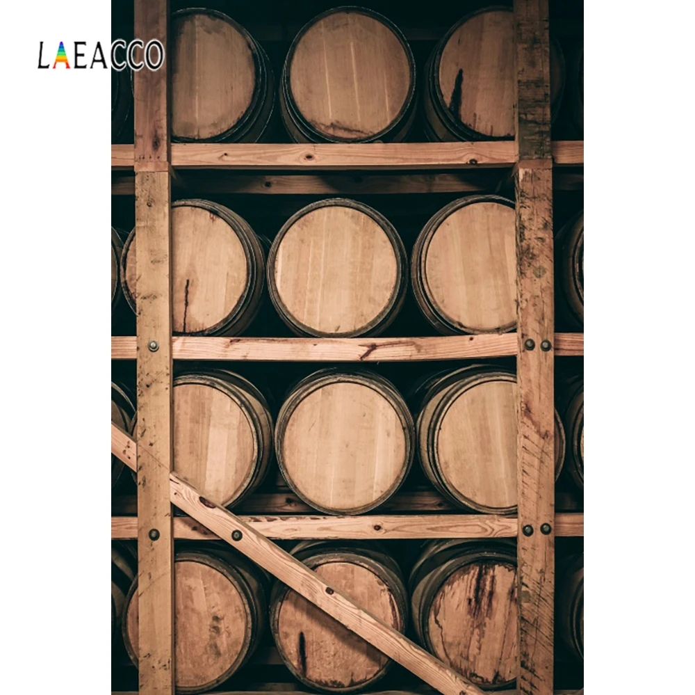Laeacco Wine Cellar Oak Wine Barrel Wooden Boards Photo Backgrounds