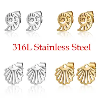 

100% 316L Stainless Steel Shell Conch Stud Earring for Women Gift Party Jewelry Ear Studs Wholesale Dropshipping