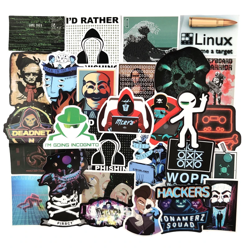 10/30/50 unids/pack programador Hacker red etiqueta calcomanías para cuadernos de la motocicleta monopatín teléfono móvil etiqueta maletero casco