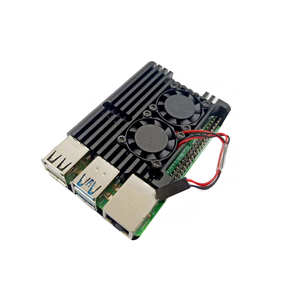 Raspberry Pi 4 Чехол, алюминиевый чехол, цельнометаллический, с двойным охлаждающим вентилятором, радиатор, Корпус Корпуса для Raspberry Pi 4 Mole B