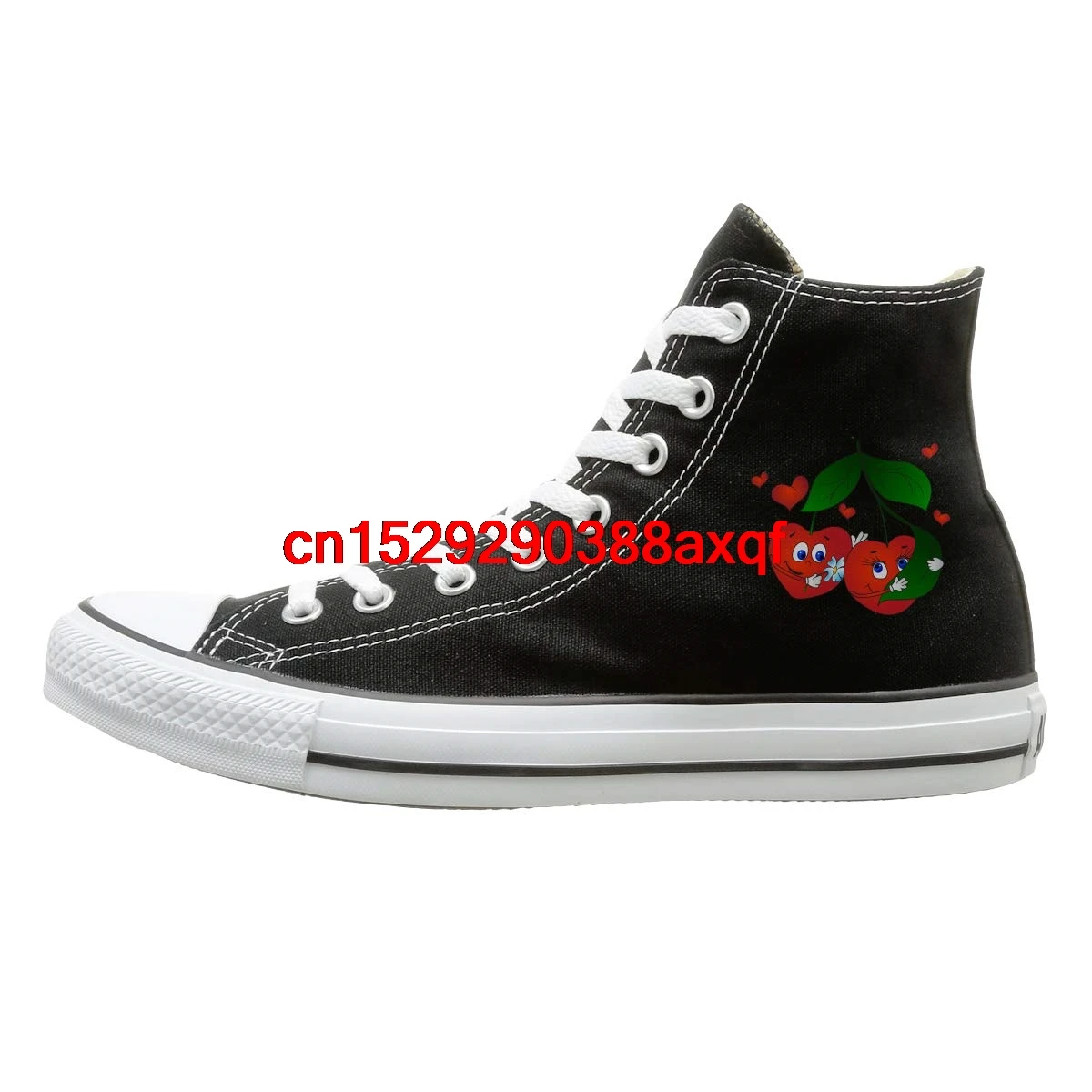 

Unisex Casual Shoes Boys and Girls Sports Shoes Cherry Man Canvas Shoes High Top Design Black Sneakers Unisex Style 125