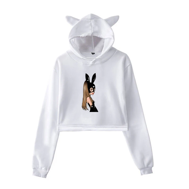902-6 Ariana Grande, укороченная Женская толстовка, Harajuku, толстовки, розовая одежда, пуловер, толстовка для девочек-подростков, уличная одежда, топы - Цвет: 902-6