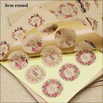 

500/1000pc round flower pattern Thank you sticker label Christmas label tag DIY kraft Handmade self adhesive label party suppil