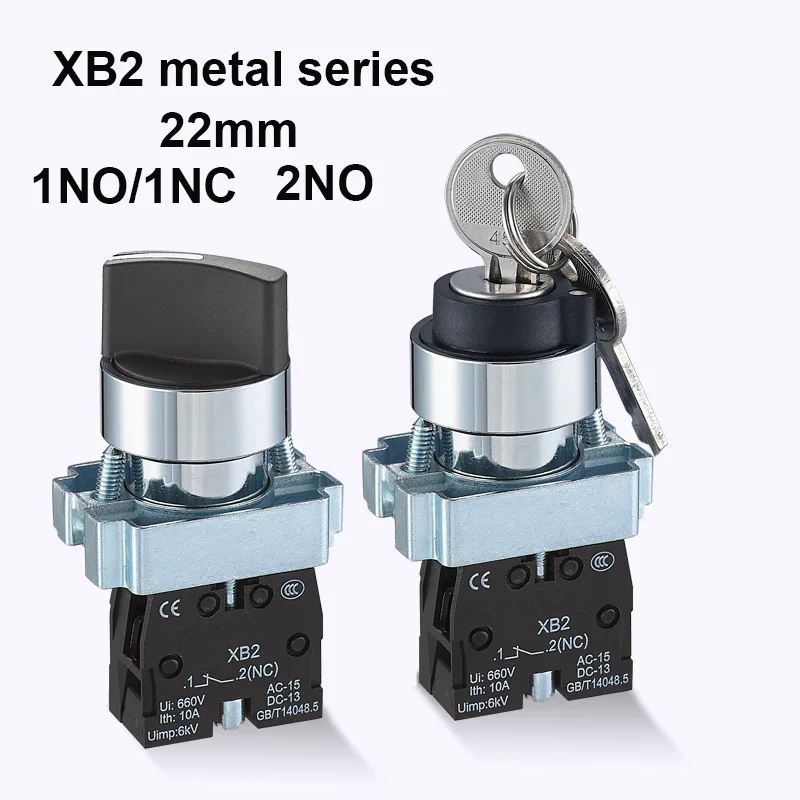 

1PCS Button XB2 2/3 position knob turn change-over switch master switch 22 key button 1NO1NC 1NO 1NC 2NO