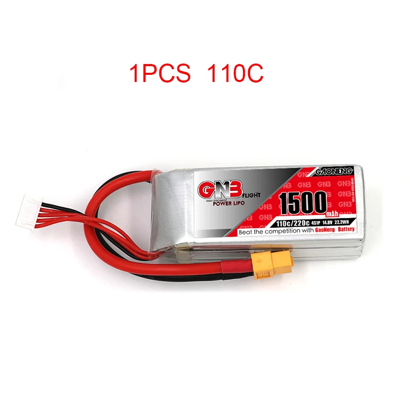 Высокая Скорость RC автомобиль 110C 120c 130C Lipo батарея Gaoneng GNB 14,8 V 1500mAh 4S Lipo батареи модели радиоуправляемого дрона аксессуары для мультикоптера - Цвет: 1pcs 110c