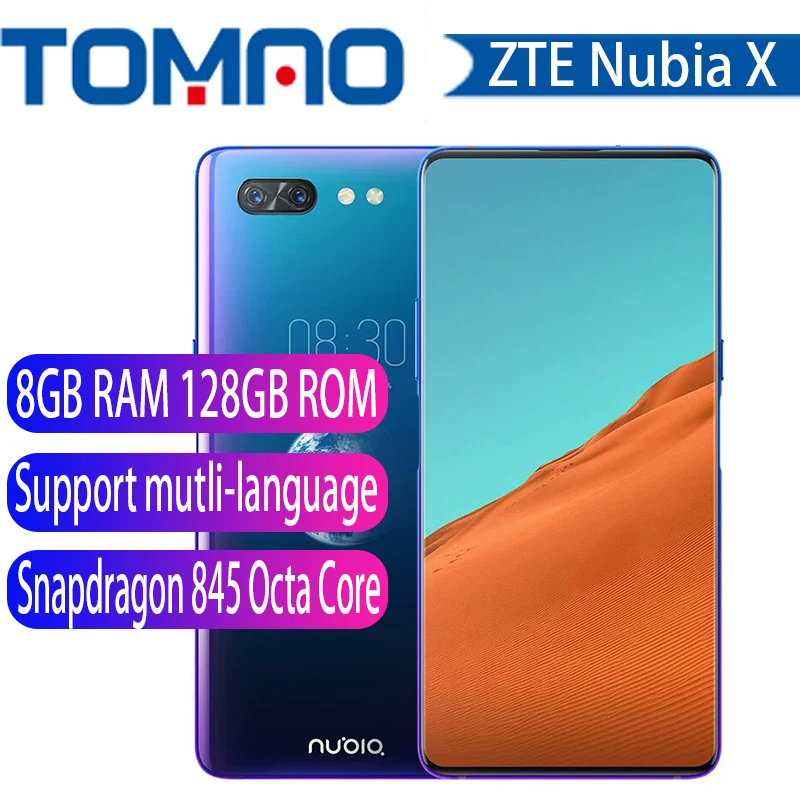 Zte Nubia X 6,26+ 5,1 inch двойной Экран мобильный телефон 8 ГБ 128 Snapdragon 845 Octa Core 16+ 24 Мп Камера 3800 мА/ч, отпечаток пальца