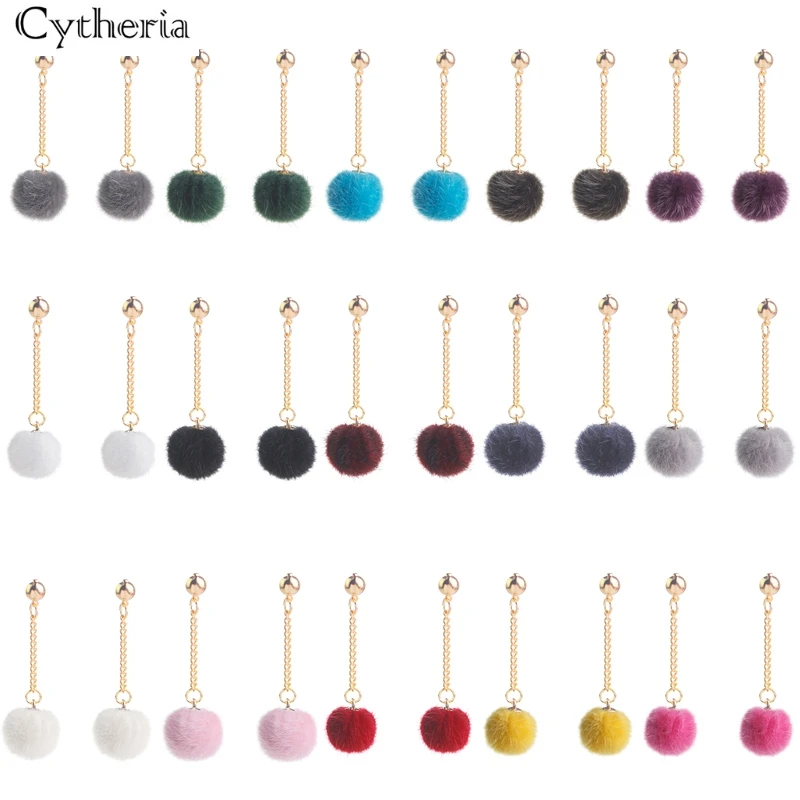 Fur Earrings For Women Red Royalblue Black White Drop Boho Earing Long