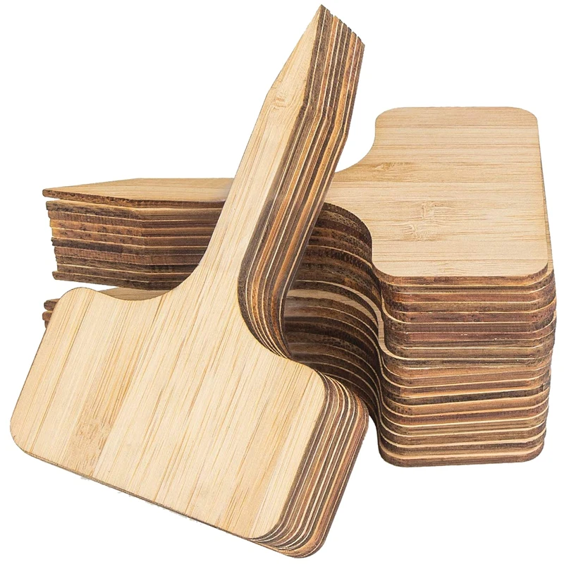 

100 Bamboo Plant Labels (6 X 10 Cm) Floral Card Multi-Meat Label Board Insert Clay Bamboo Landscape Signage Tag T-Type Plant Lab