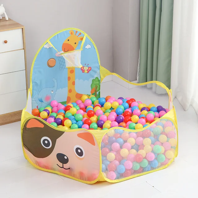 1.2M Portable Baby Playpen Ball Pool Kids Playground Balls Dry Pool with Basketball Hoop Folding Large Child Ballenbak Toys 1