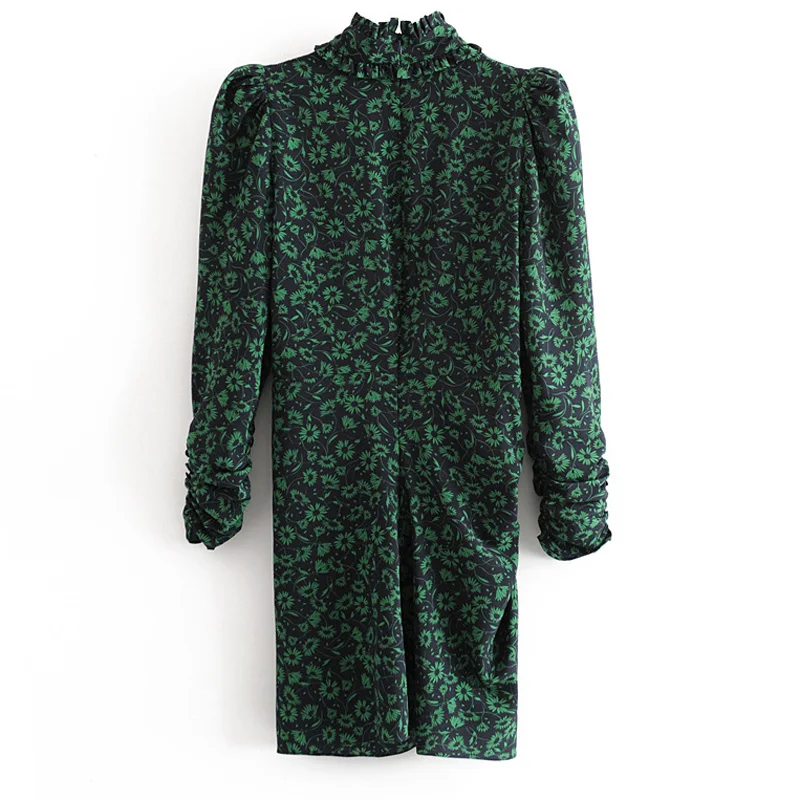 Винтажные Шикарные Зеленые Платья с цветочным принтом женское модное платье