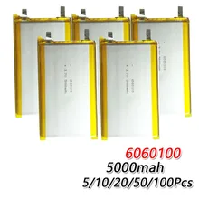 5000mAh 3,7 V 6060100 литий-полимерная аккумуляторная батарея для gps psp DVD тахограф Банк мощности динамик прожектор