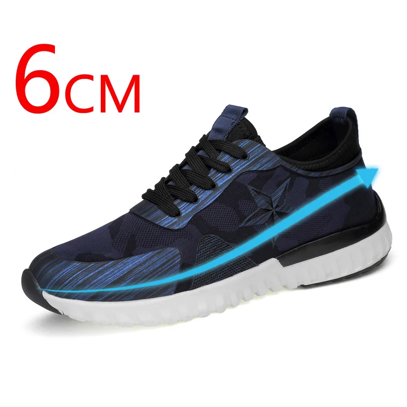 

Shoes Men Sneakers Invisible Height Increased Insoles 6CM High Heels Men Increase Shoes Hidden Wedge Heel Mesh Elevator Shoes