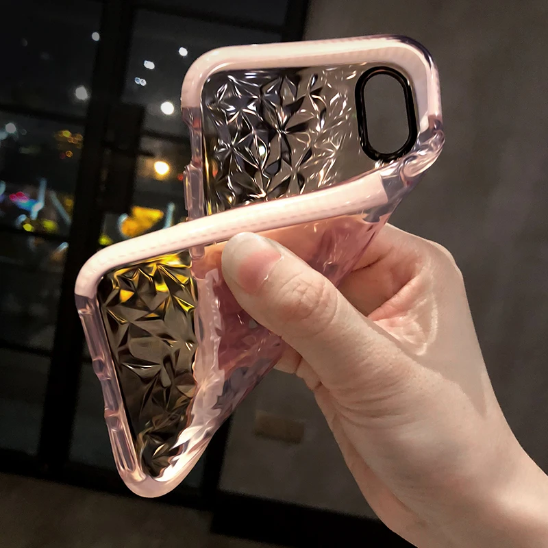 Роскошный прозрачный мягкий ТПУ чехол с геометрическим 3d рисунком и