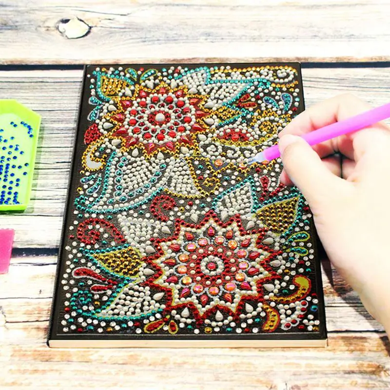 Diy Art Алмазный альбом для рисования дневник Полный Круглый Вышивка мозаикой из стразов A5 64 страницы сова с изображением павлиньей мандалы бабочки