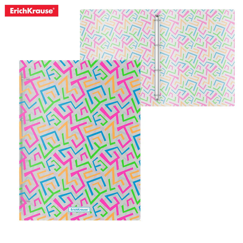 Папка на 4 кольцах пластиковая ErichKrause Lines Buttons Phloxes Сubes Dynamique 4мм A4|Папка для файлов| |
