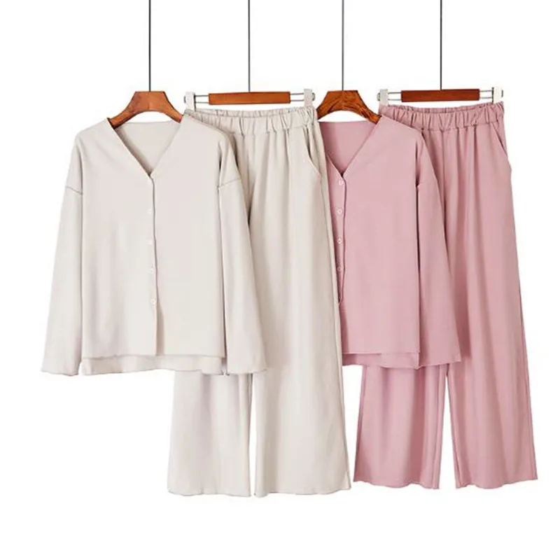 Толстые теплые пижамы для женщин Повседневная осенне-зимняя Пижама с v-образным