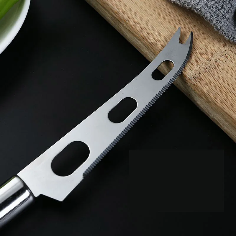 Stainless Steel 3 Holes Cheese Knife Sawtooth Blade Pizza Bread Butter Cake Cut Kitchen Baking Tools Kitchenware