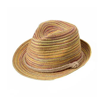 

Women Summer Fashion Casual Daily Exquisite Travel Wide Brim Straw Hat Adult Weaving Rainbow Stripe Sun Protection Holiday Gift