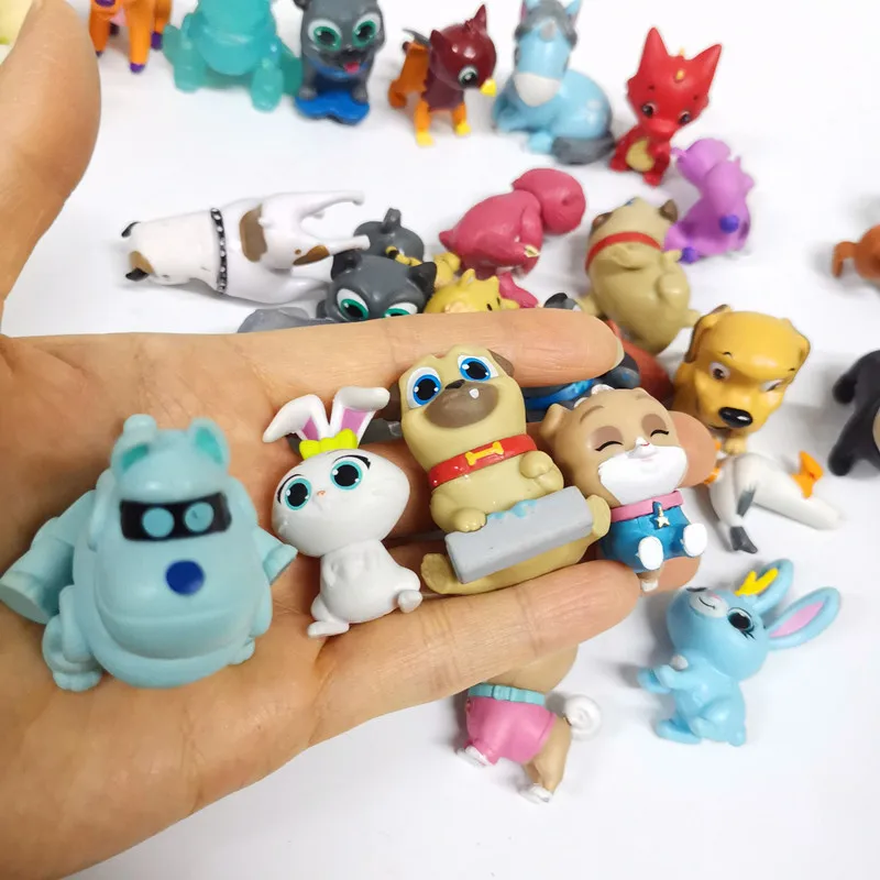 6Pcs 3Cm Secret Funny Pets Snowball Rabbit Duke Dog Action Figurehard Pvc Model Toy