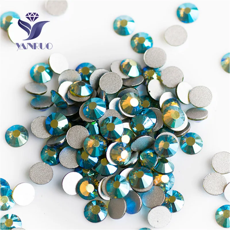 YANRUO 2058NoHF оливковый AB не горячей фиксации стразы стекло аппликация маникюр стразы свадебные украшения - Цвет: Olivine AB