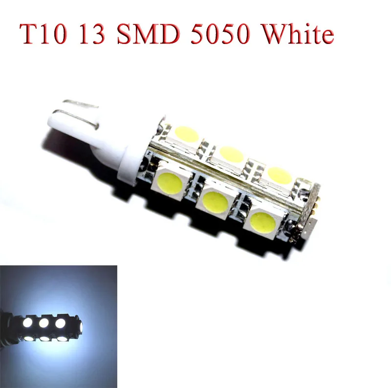 500pcs Car Auto LED T10 194 W5W 13 led smd 5050 Wedge LED Light Bulb Lamp 13SMD White red blue green Clearance Lights