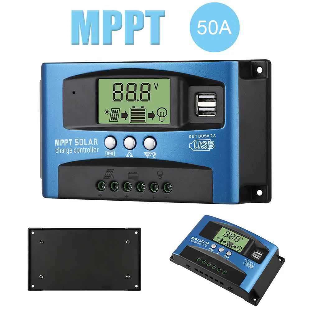 40A 50A 60A 100A автомобильное зарядное устройство USB MPPT Авто фокус D ток эффективный заряд Разрядка ток дисплей солнечная панель контроллер
