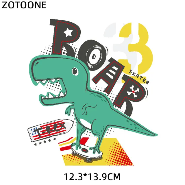 ZOTOONE Cartoon Dinosaur Letter Patch for Kids Iron on Heat Transfers for Clothing Applications DIY T-shirt Appliques Stickers E 1320