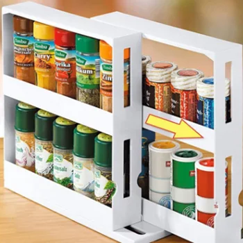 

Multi-Function Rotating Storage Shelf Kitchen Spice Organizer Rack Slide Kitchen Cabinet Cupboard Organizer Kitchen Storage Rack