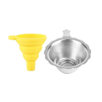 

2 PCS Light Curing 3D Printer Photosensitive Folding Funnel Reuse SLA/DLP Accessories yellow & Silver