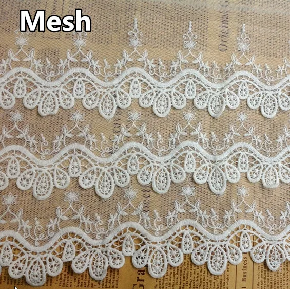 off white mesh Трехслойное водорастворимое Сетчатое кружево черно-белое кружево аксессуары для одежды украшение домашних штор ткань RS2513 - Color: off white mesh