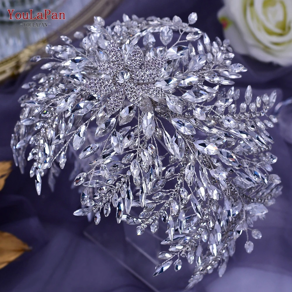 Bridal Hair Accessories Crown Headband Bridal Jewelry Set YouLaPan HP420 Wedding Accessories Bridal Headpieces Luxurious Banquet Jewelry Headdresses Bride Tiara and Crown Flower Headband