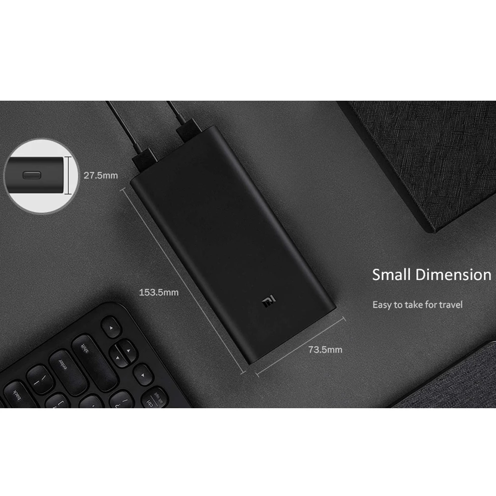  Xiaomi banco de potencia 3 20000mAh mi Powerbank PLM07ZM USB-C 45W portátil cargador Dual USB Power
