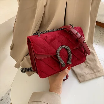 

Ladies shoulder bag European and American fashion gold velvet Dionysus bag girl chain crossbody bag