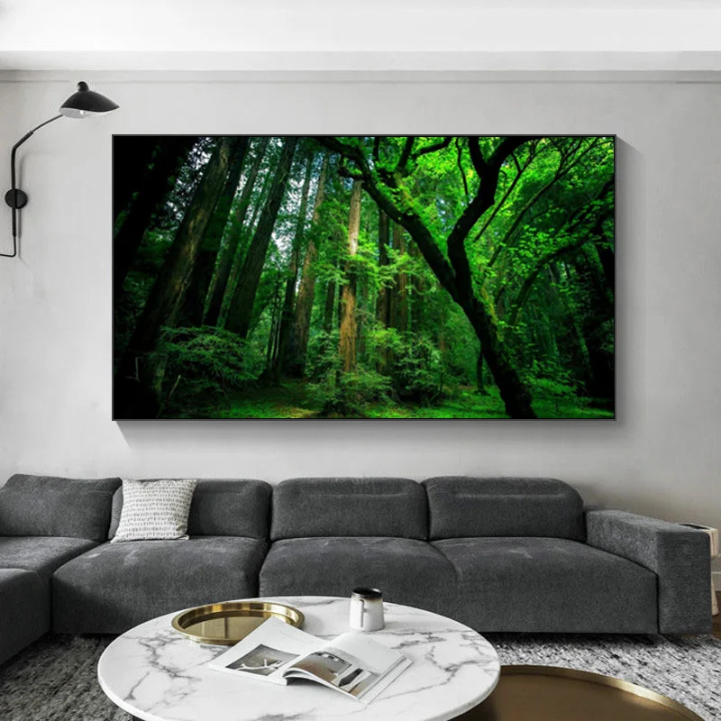 Современная Картина на холсте с изображением леса дерева озера природного