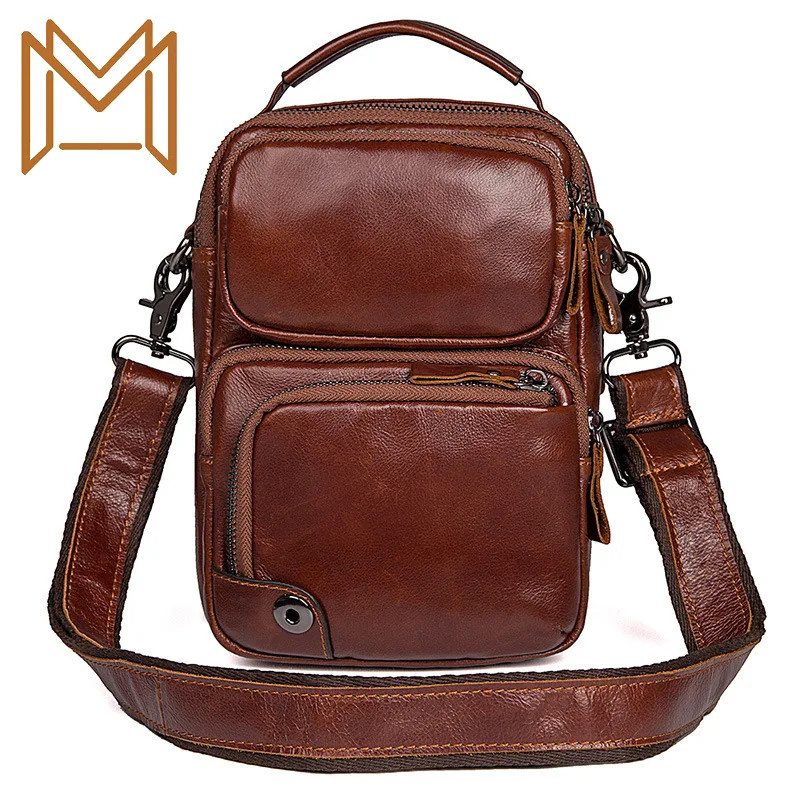 

Man Single Shoulder Span Package Genuine Leather Cowhide Male Package Leisure Time Small Bag
