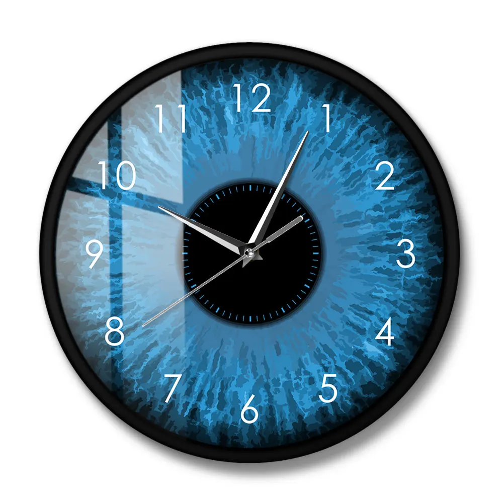 Blue Eyeballs Wall Clock Metal Frame  