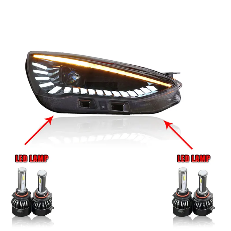 Пара для Ford Focus светодиодный фары фокус HID фары биксеноновые фары противотуманные дневные ходовые огни динамический поворот - Цвет: ALL LED