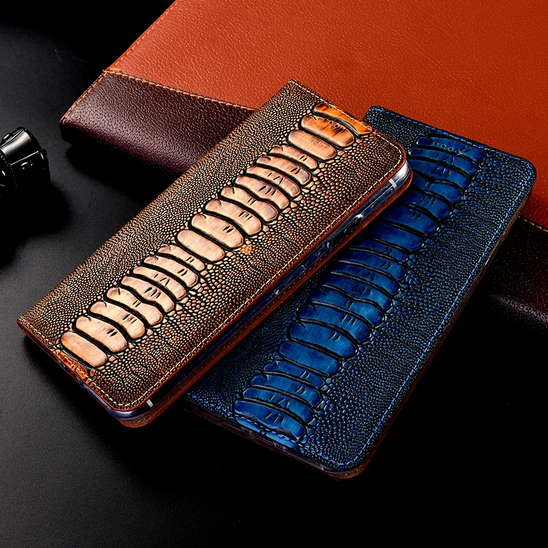 

Ostrich Genuine Leather phone Case For Homtom HT7 Pro HT16 HTS16 HT17 Pro HT27 HT30 HT37 HT50 HT70 Flip Stand Phone Cover shells