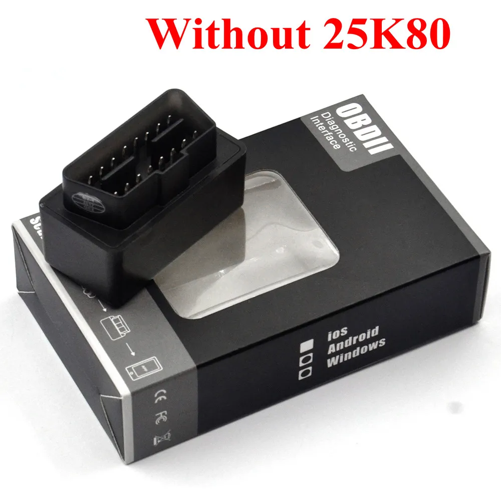 Новейший 25K80 Мини elm327 Bluetooth OBD2 V1.5 OBD 2 Автомобильный диагностический инструмент сканер elm327 OBDII адаптер автоматический диагностический инструмент - Цвет: black 1.5 no 25K80
