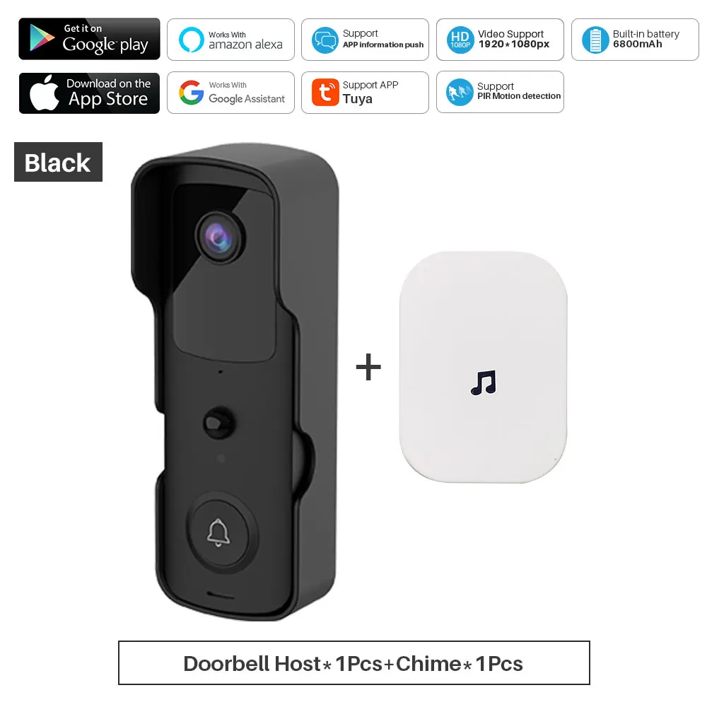 Tuya Smart Video Doorbell WiFi 1080P Video Intercom Door Bell IP Camera Two-Way Audio Works With Alexa Echo Show Google Home 