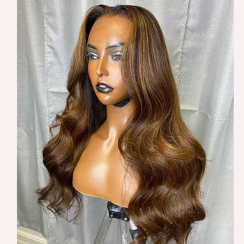 

4x4 Silk Top Chestnut Highlight 13x6 Deep Parting Lace Front Human Hair Wigs with Baby Hair for Black Women Natural Hairline