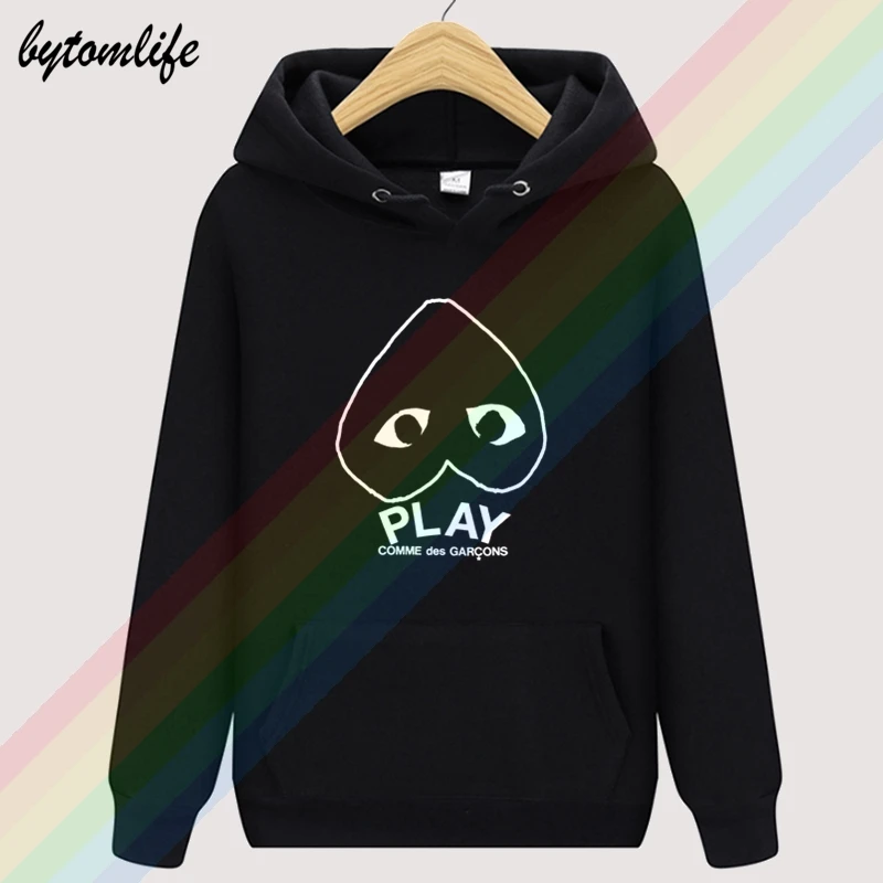 

2020 Asian Size Autumn Mens Red Heart Logo Fashion Black Brand Limitied Edition Unisex Hoodie Wool Clothing Sweatshirt