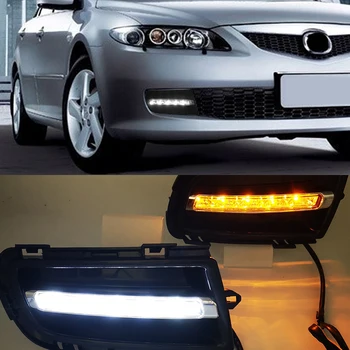 

Car Flashing 2Pcs DRL For Mazda 6 Mazda6 2005 2006 2007 2008 2009 LED DRL Daytime Running Lights Daylight With Turn Signal